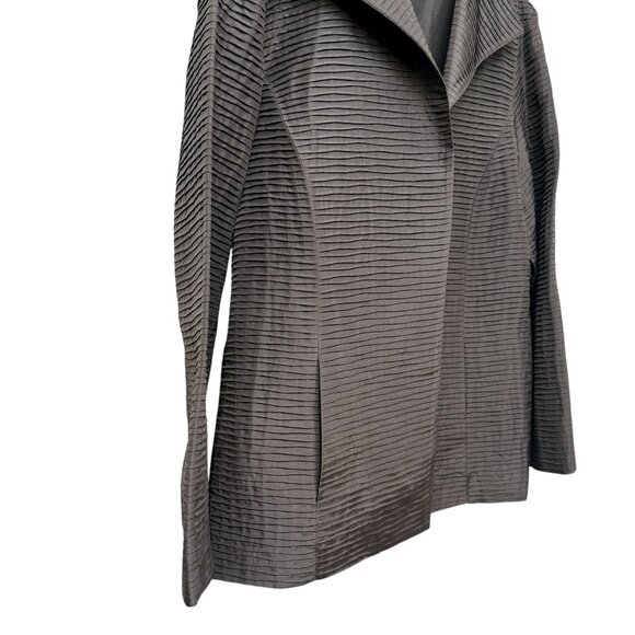 EILEEN FISHER 100% Silk Jacket Size Medium Brown Open Front Womens Evening - Picture 7 of 11